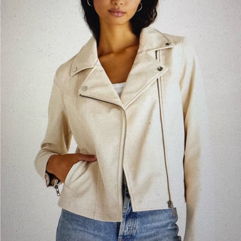 Z Supply Cream Trina Ecru Vegan Leather Moto Jacket